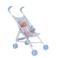 BabyBoo Blue Kitty Stroller with Pink Doll