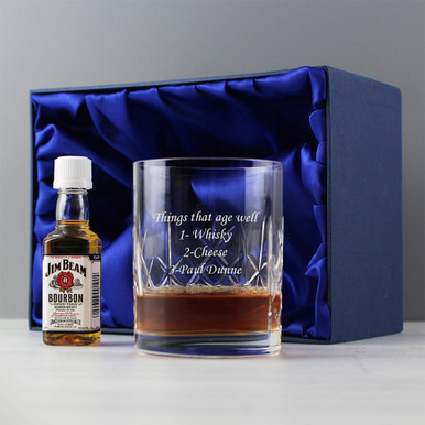 Personalised Memento Company Personalised Crystal Whisky Glass with Jim Beam and Gift Box