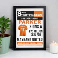 Personalised Memento Company Personalised Football Signing Newspaper A4 Framed Print