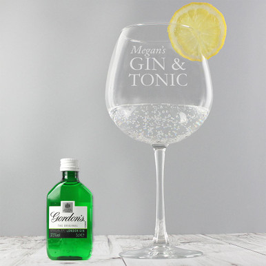 Gordon's Personalised Gin & Tonic Balloon Glass and Mini Gordon's Gin Set