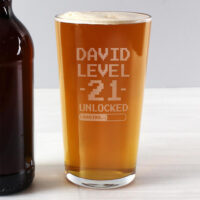 Personalised Memento Company Personalised Level Up Birthday Pint Glass â€“ Only at Menkind