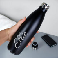 Personalised Memento Company Personalised Metal Insulated Drink Bottle â€“ Black