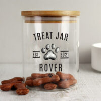 Personalised Memento Company Personalised Pet Treats Glass Jar with Bamboo Lid