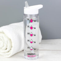 Personalised Memento Company Personalised Pink 'Hydration Tracker' Island Water Bottle