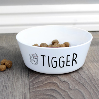 Personalised Memento Company Personalised Scribble Cat Plastic Cat Bowl