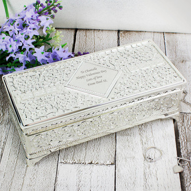 Personalised Memento Company Personalised Silver-Plated Antique Style Jewellery Box