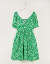 FatFace Aideen Linen Blend Leaf Dress