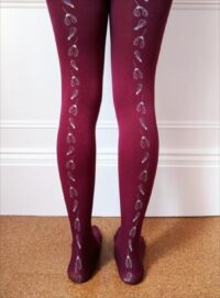 Young British Designers Plum Sycamore Hand-Printed Tights by hose.
