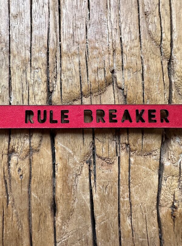 Young British Designers RED LEATHER BRACELET. RULE BREAKER by Marlow London