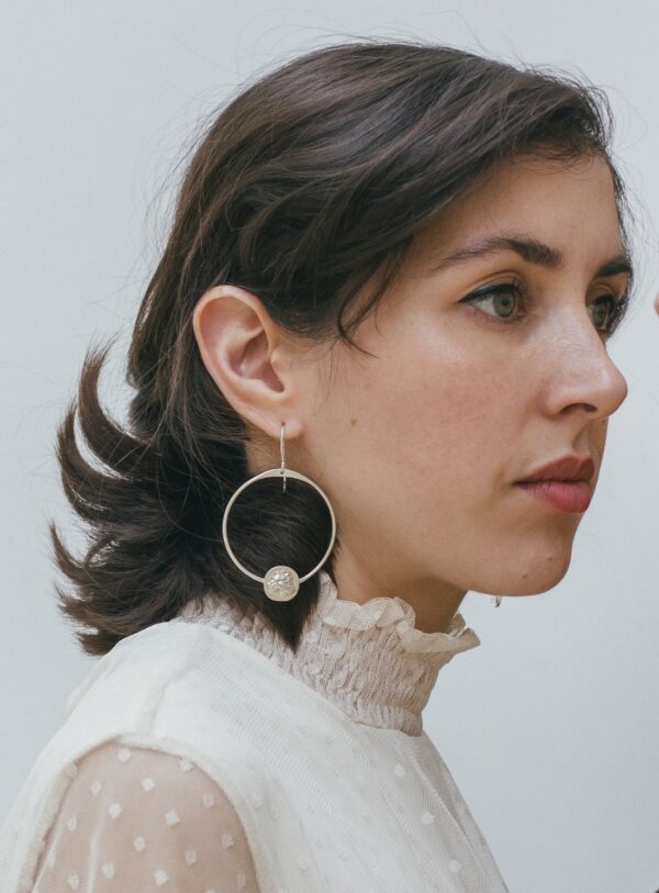 Young British Designers Silver Lioness Hoop Earrings by Mikaela Lyons