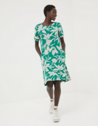 FatFace Simone Textured Leaves Jersey Dress