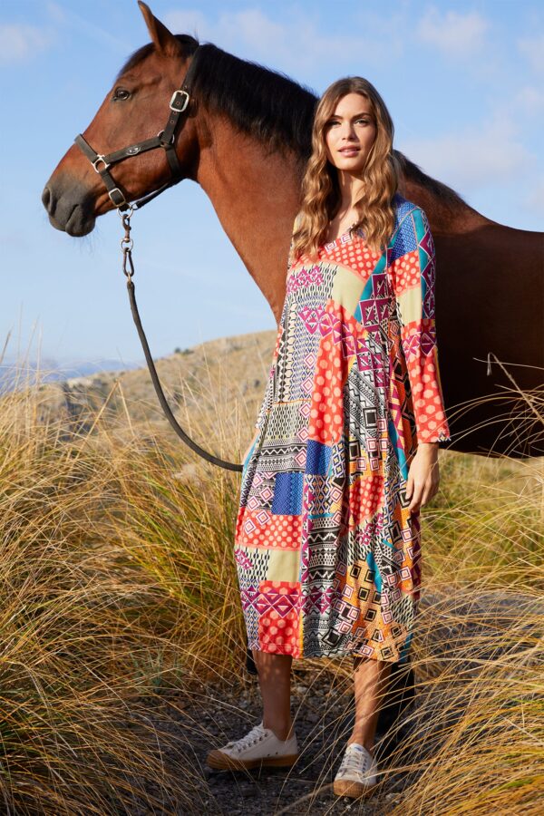 Sahara Eclectic Patchwork Jersey Dress