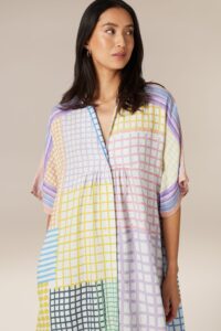 Conditions Apply Patchwork Collared Shirt Dress