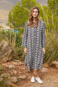 Sahara Swirl Linen Print Shirt Dress