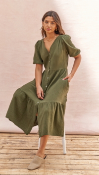 Charli DANIELLE DRESS - DEEP KHAKI