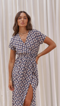 Charli HELENE WRAP DRESS - BLUE PRINT