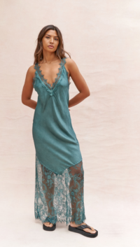 Charli SOLANGE SLIP DRESS - EMERALD