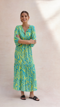 Charli TEAGAN DRESS - TURQUOISE LIME PRINT